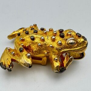 Vintage Mimi di N 1975 Gold Tone Frog Toad Belt Buckle Pendant Statement Jewelry